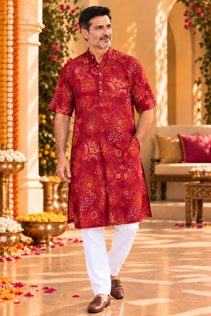 Evening Rouge Foiled Rayon Kurta