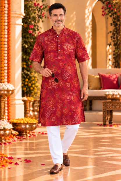 Evening Rouge Foiled Rayon Kurta
