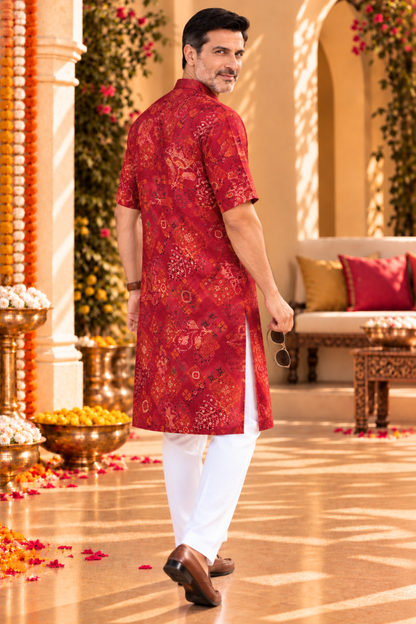 Evening Rouge Foiled Rayon Kurta