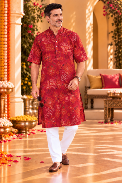 Evening Rouge Foiled Rayon Kurta