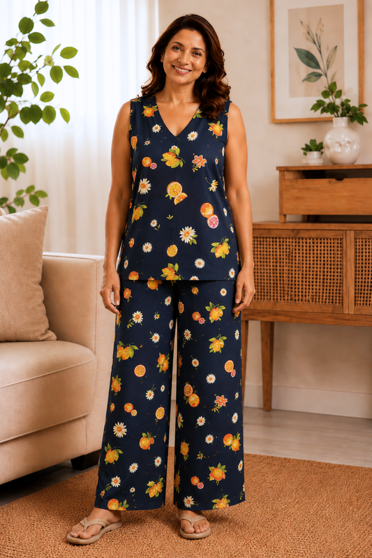 Evening Citrus Rayon Night Suit