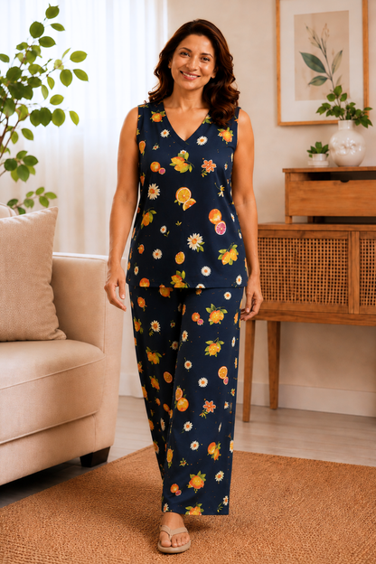 Evening Citrus Rayon Night Suit