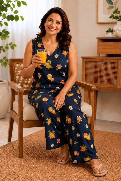 Evening Citrus Rayon Night Suit