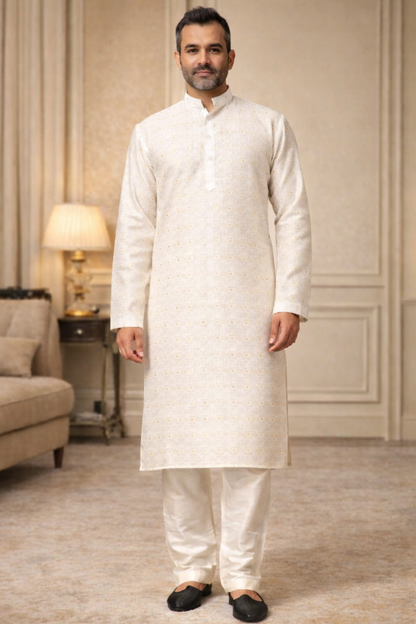 Exquisite Ivory Woven Kurta