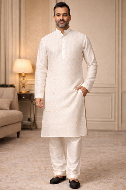 Exquisite Ivory Woven Kurta