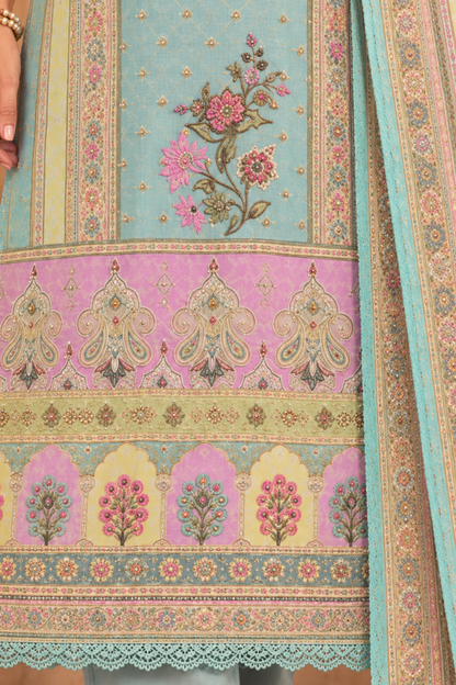Falak Karachi Muslin Suit with Mirror Work