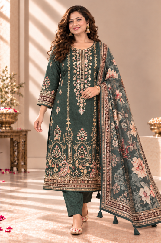 Farida Karachi Muslin Suit With Aari Work