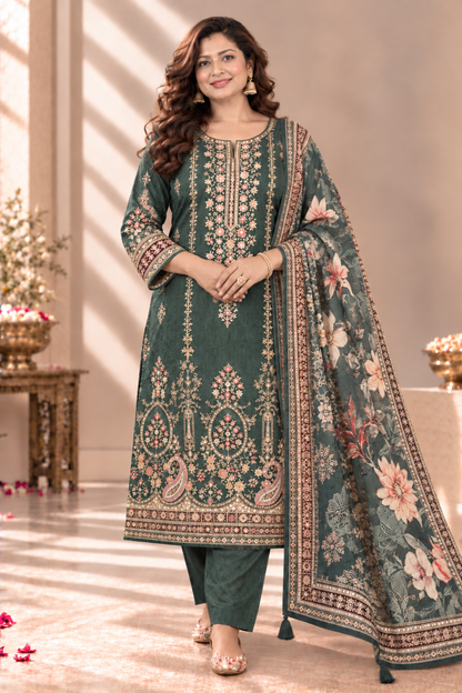 Farida Karachi Muslin Suit With Aari Work