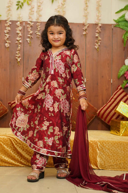 Raspberry Girls Anarkali Set