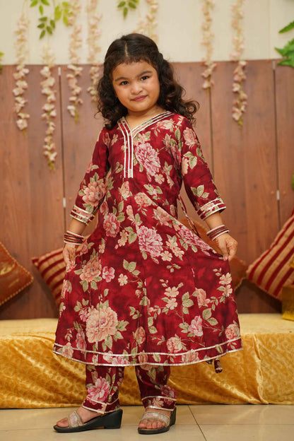 Raspberry Girls Anarkali Set