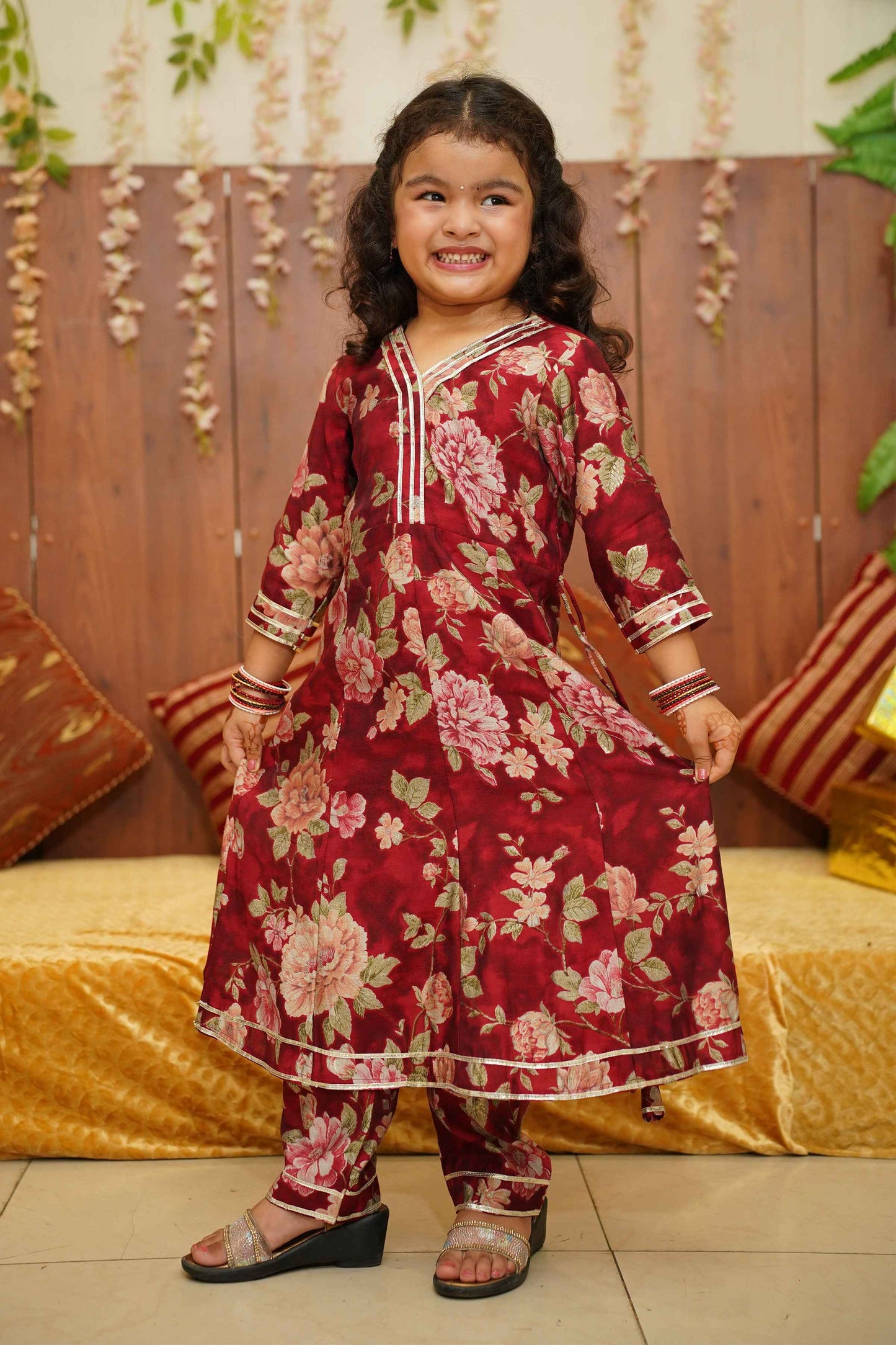 Raspberry Girls Anarkali Set