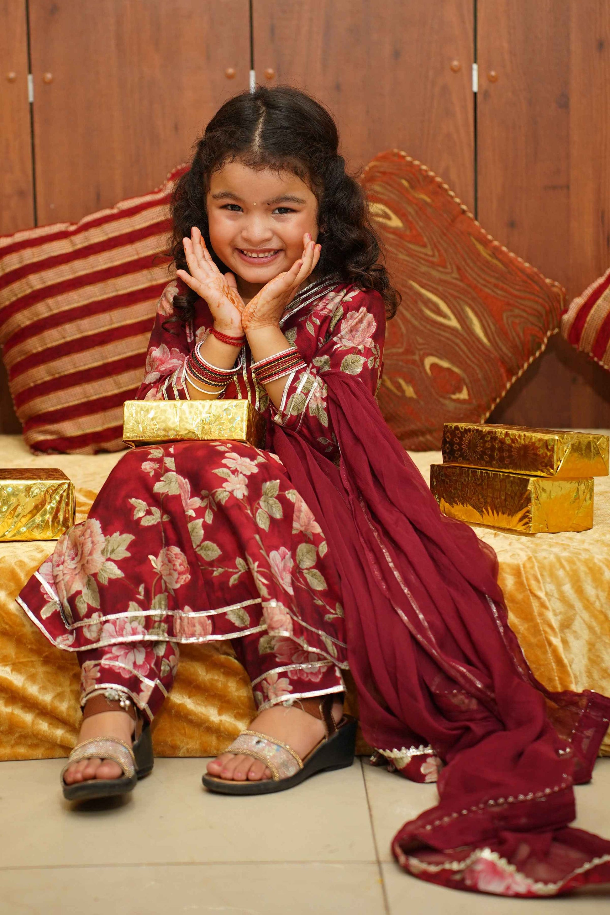 Raspberry Girls Anarkali Set
