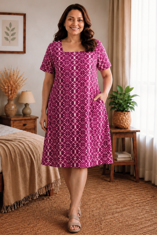 Fiery Fuchsia Short Night Gown