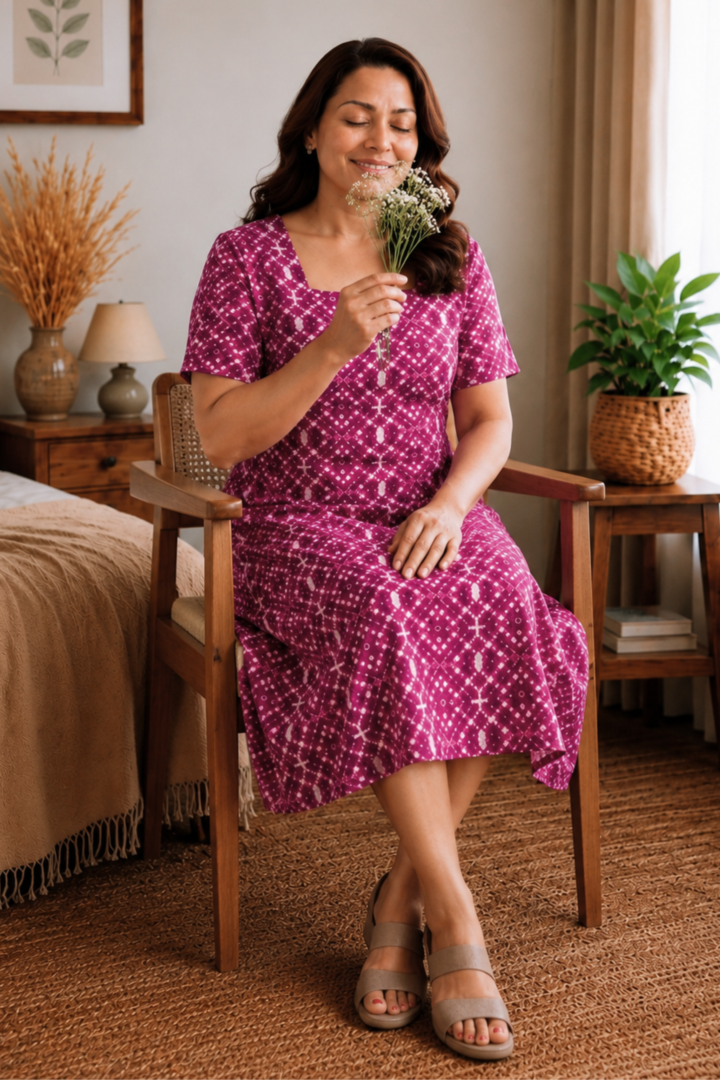 Fiery Fuchsia Short Night Gown