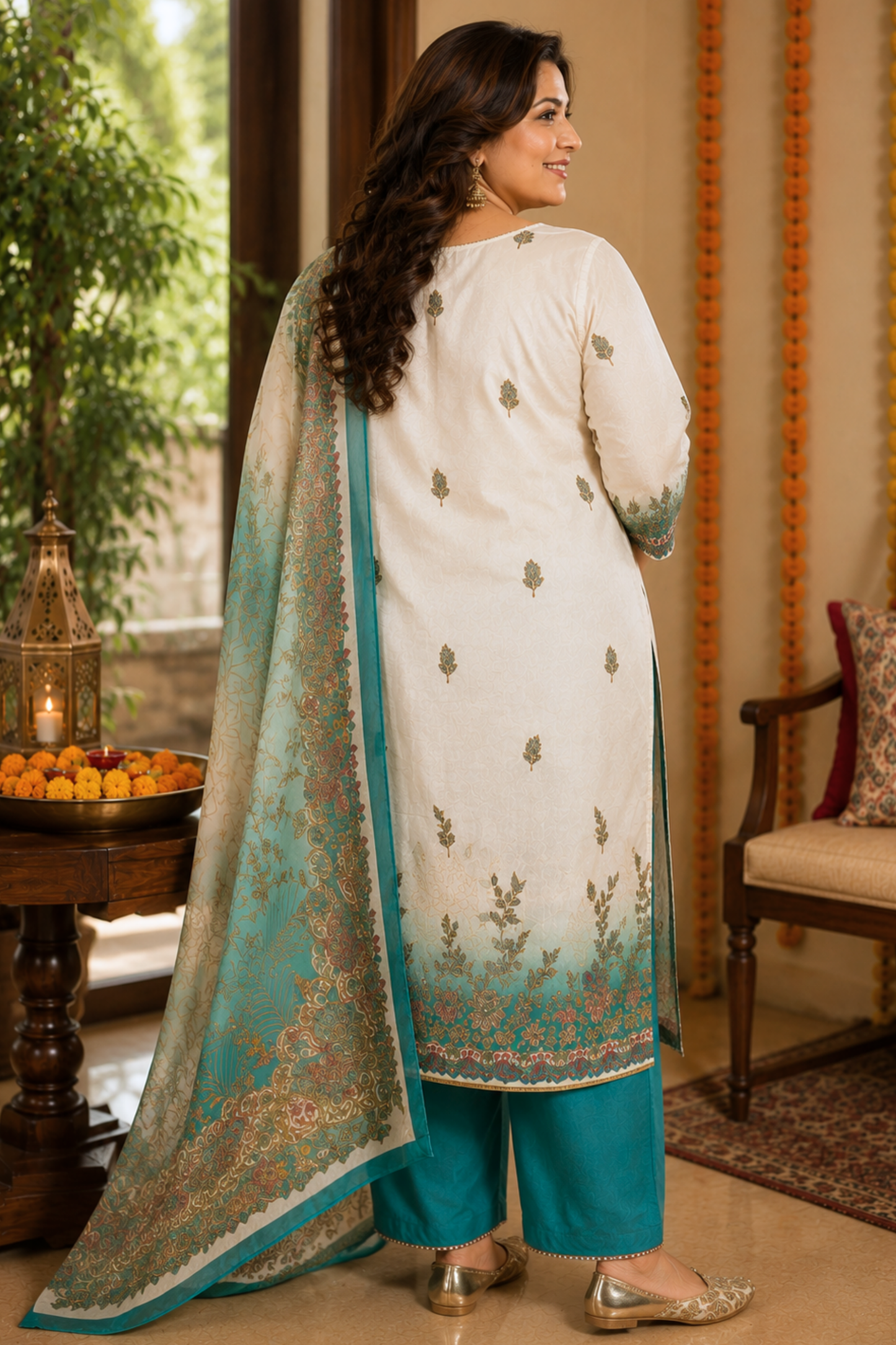 Firozah Ombré Muslin with Aari Work