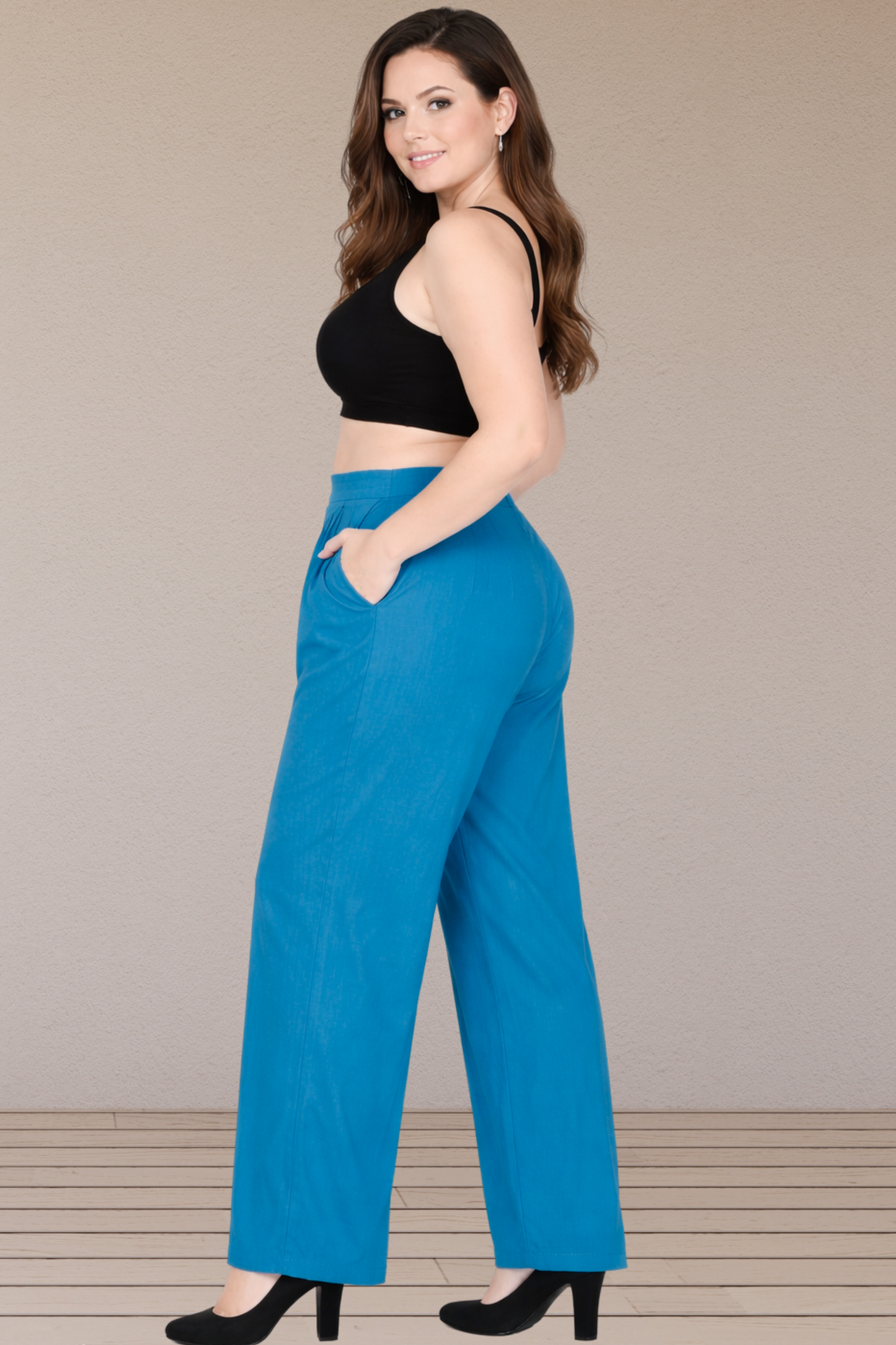 Firozi Belted Cotton Palazzo