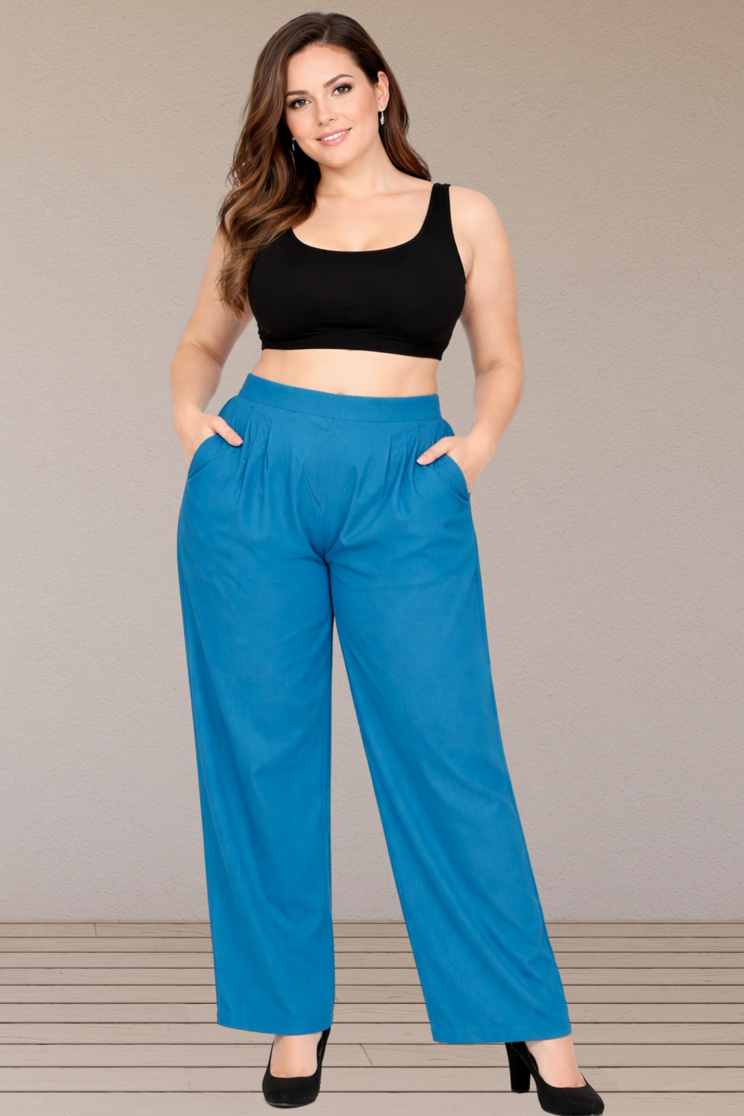 Firozi Belted Cotton Palazzo