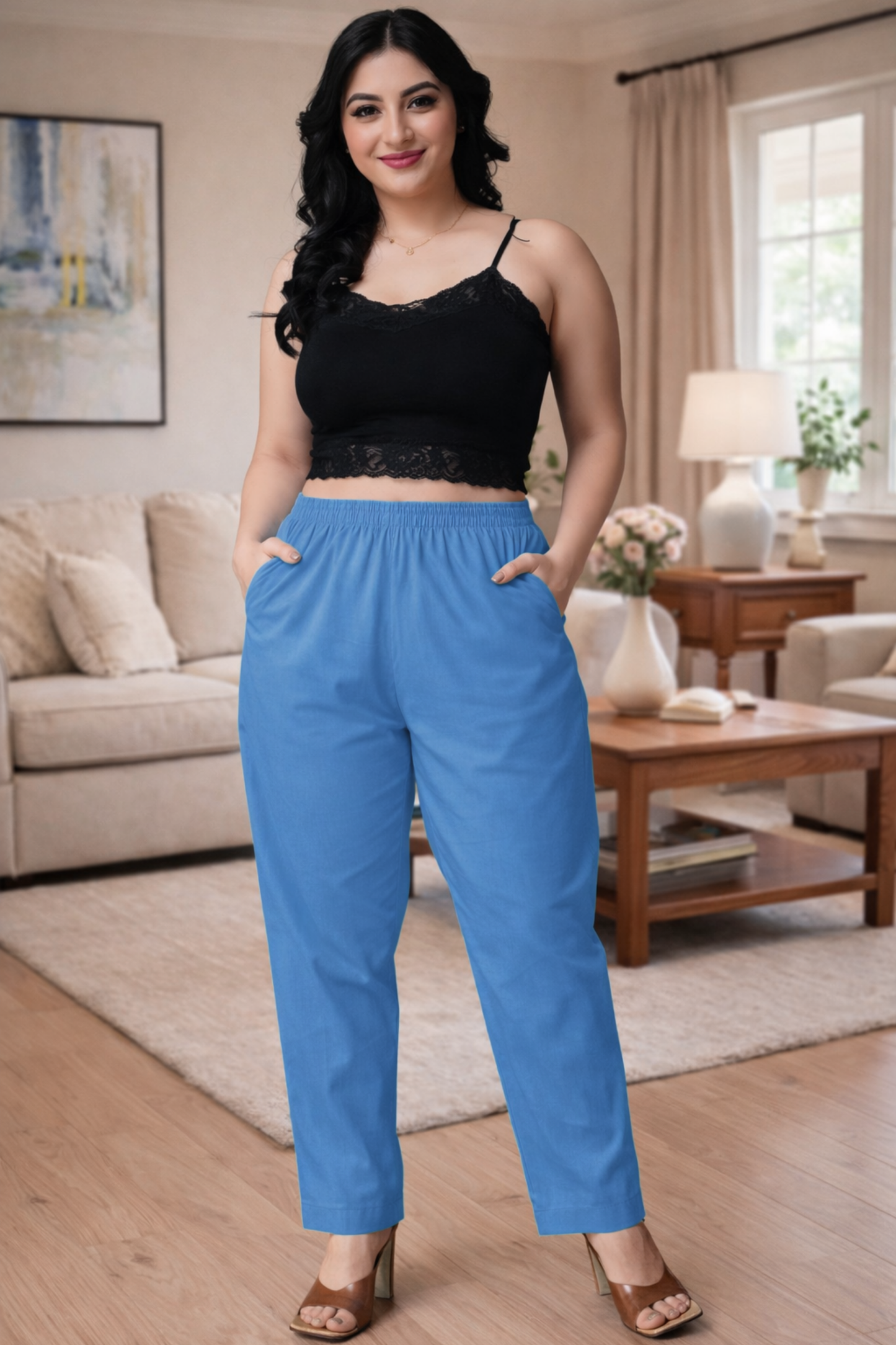 Firozi Poplin Cotton Pant