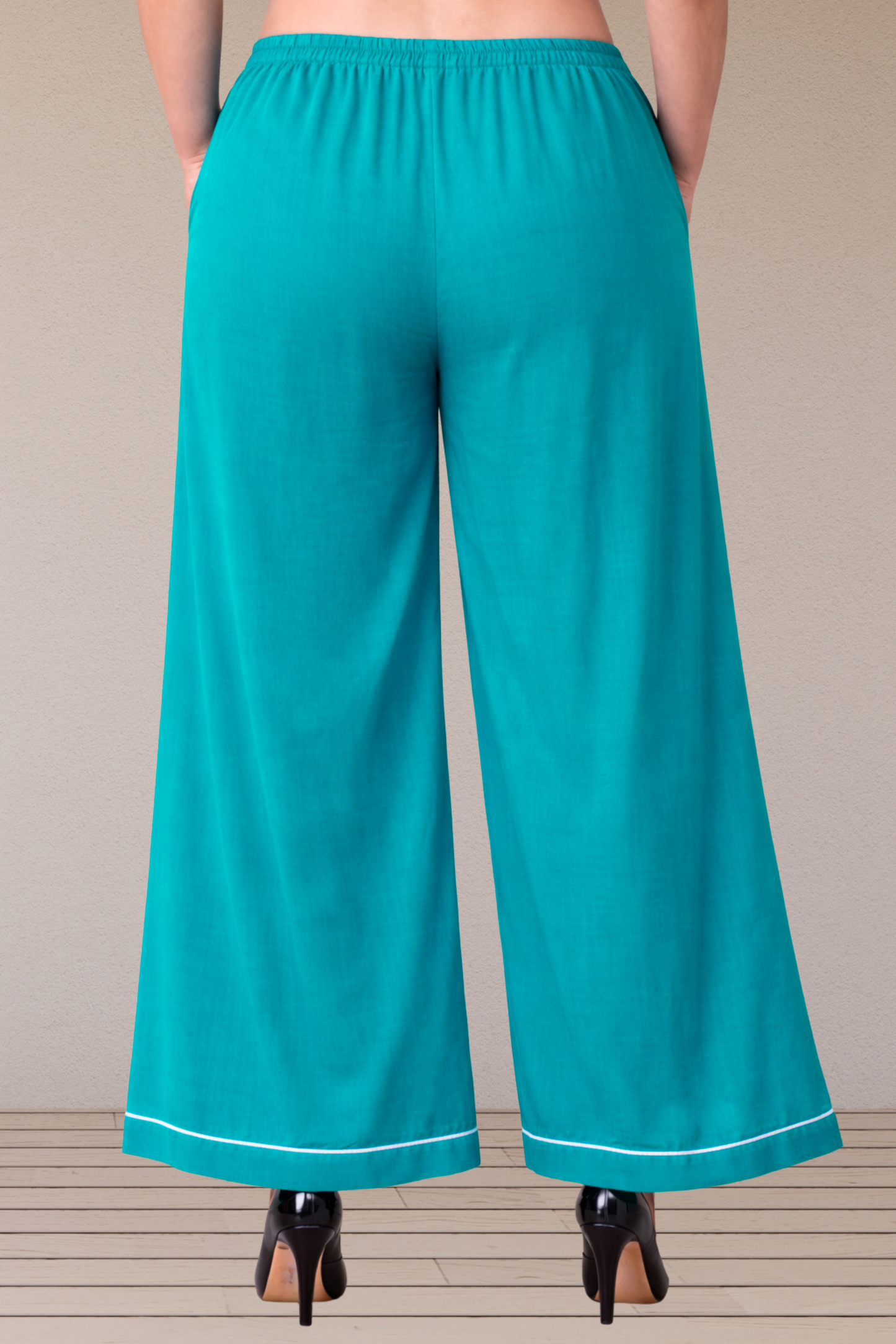 Firozi Detailed Hemline Rayon Palazzo