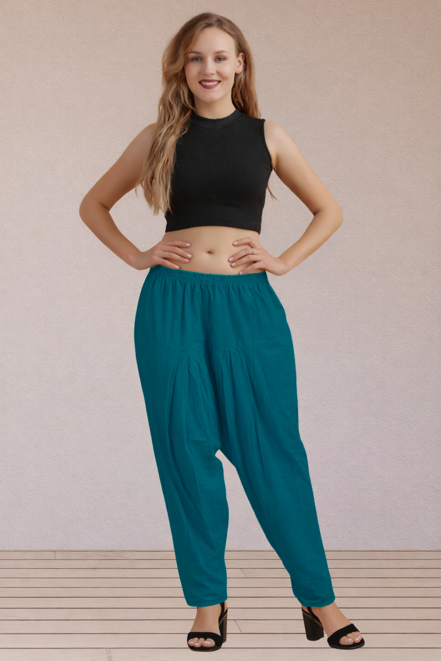 Teal Blue Easy Fit Cotton Salwar