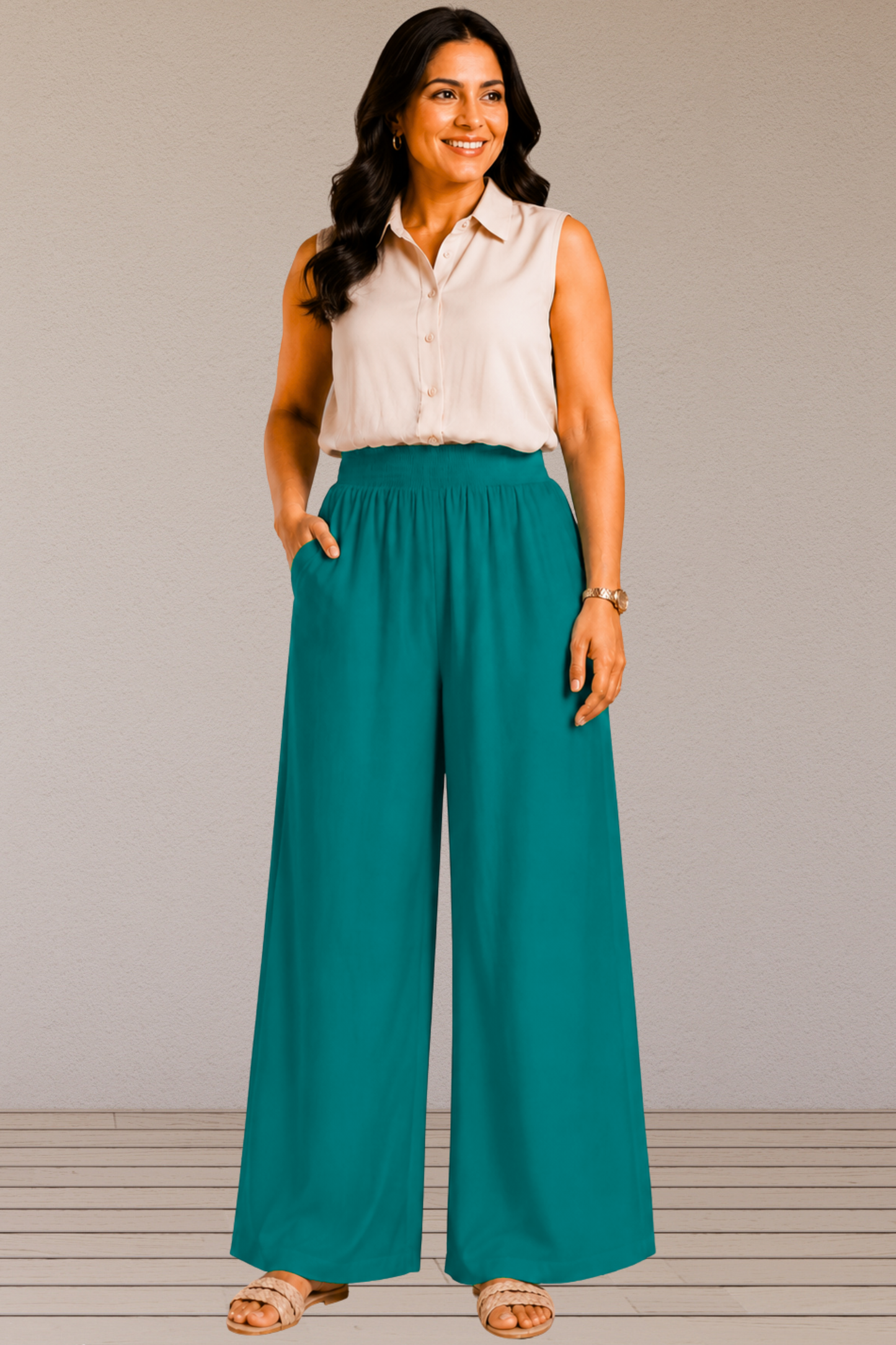 Firozi Flared Palazzo Pant