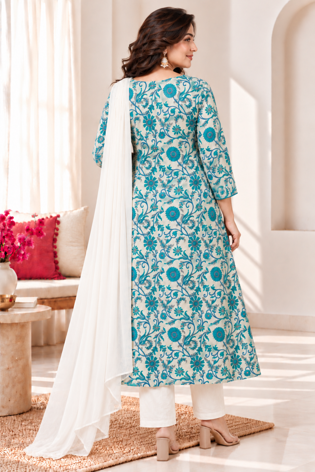 Firozi Gulzar Cotton Anarkali Set