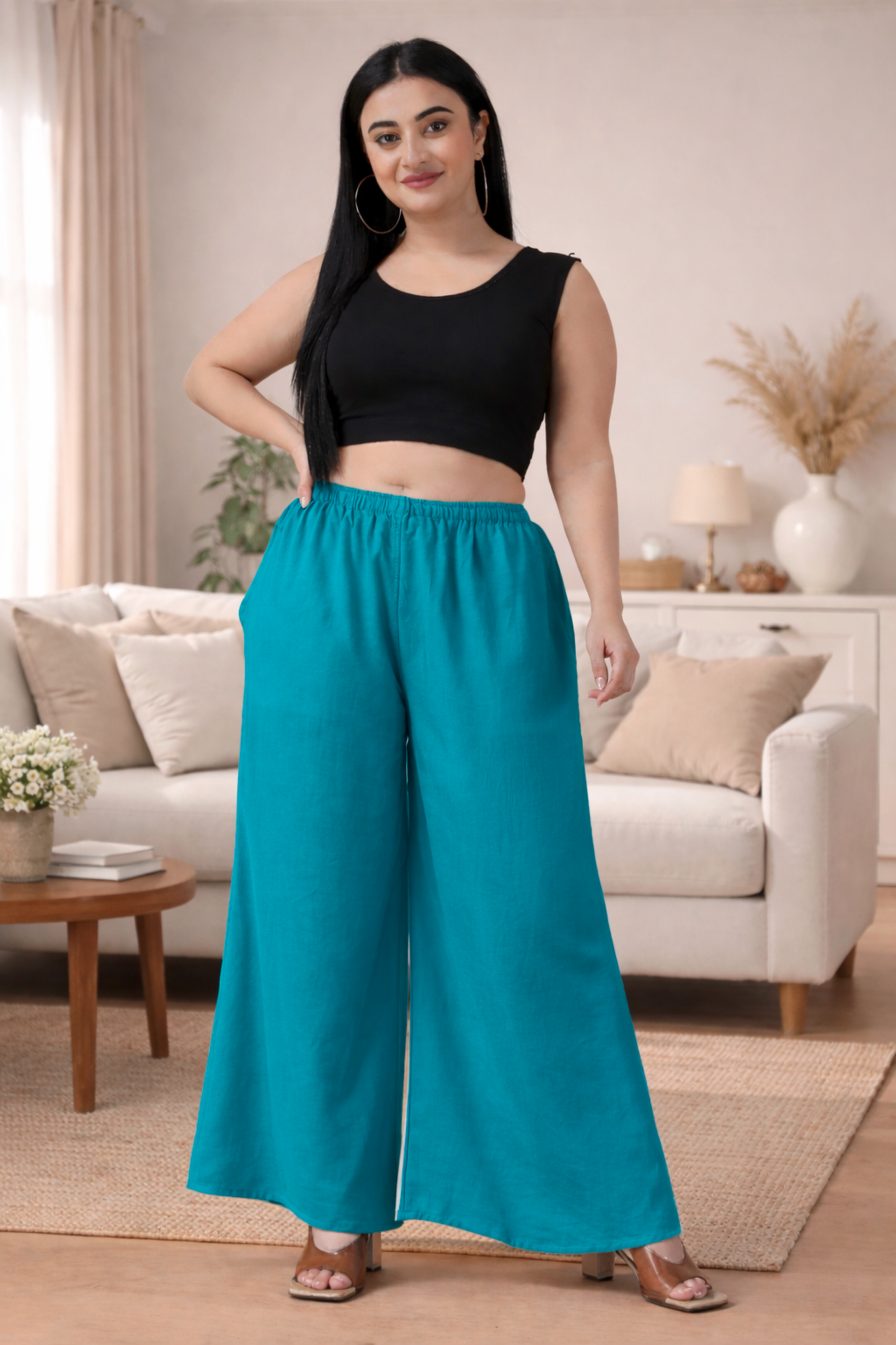 Firozi Rayon Loose Palazzo