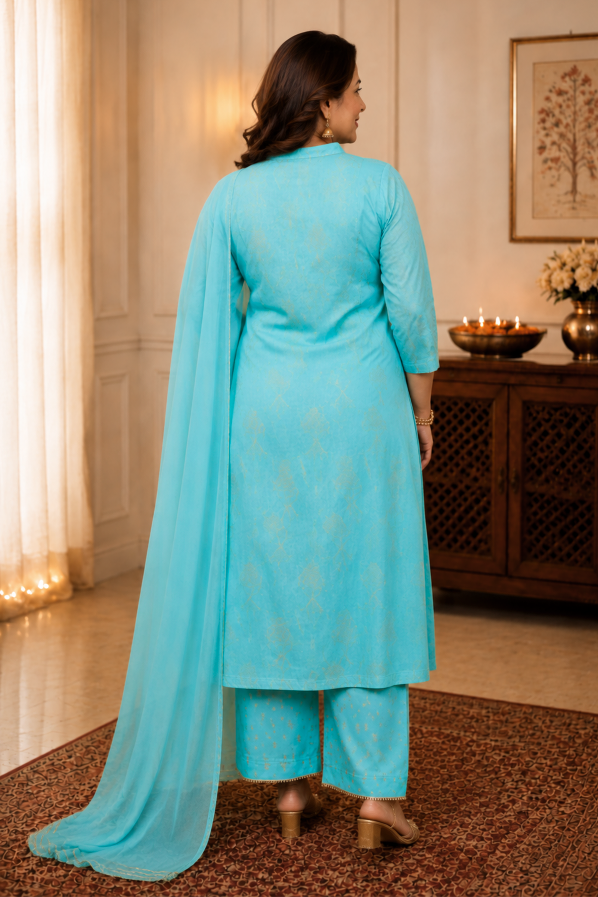 Firozi Foiled Co-ord Suit Set