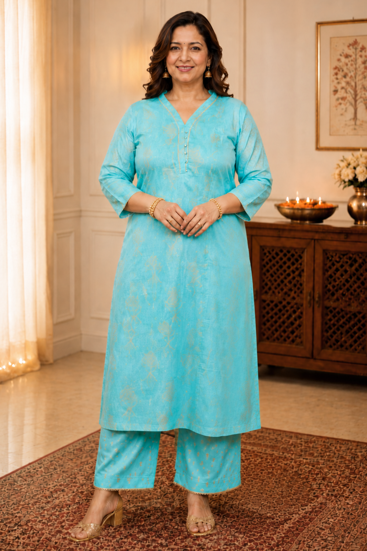Firozi Foiled Co-ord Suit Set