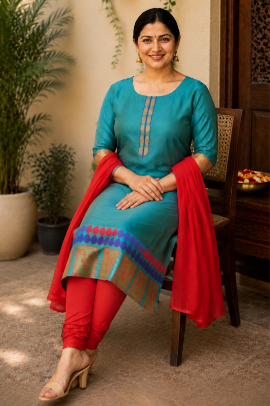 Firozi Radiance Churidar Suit Set
