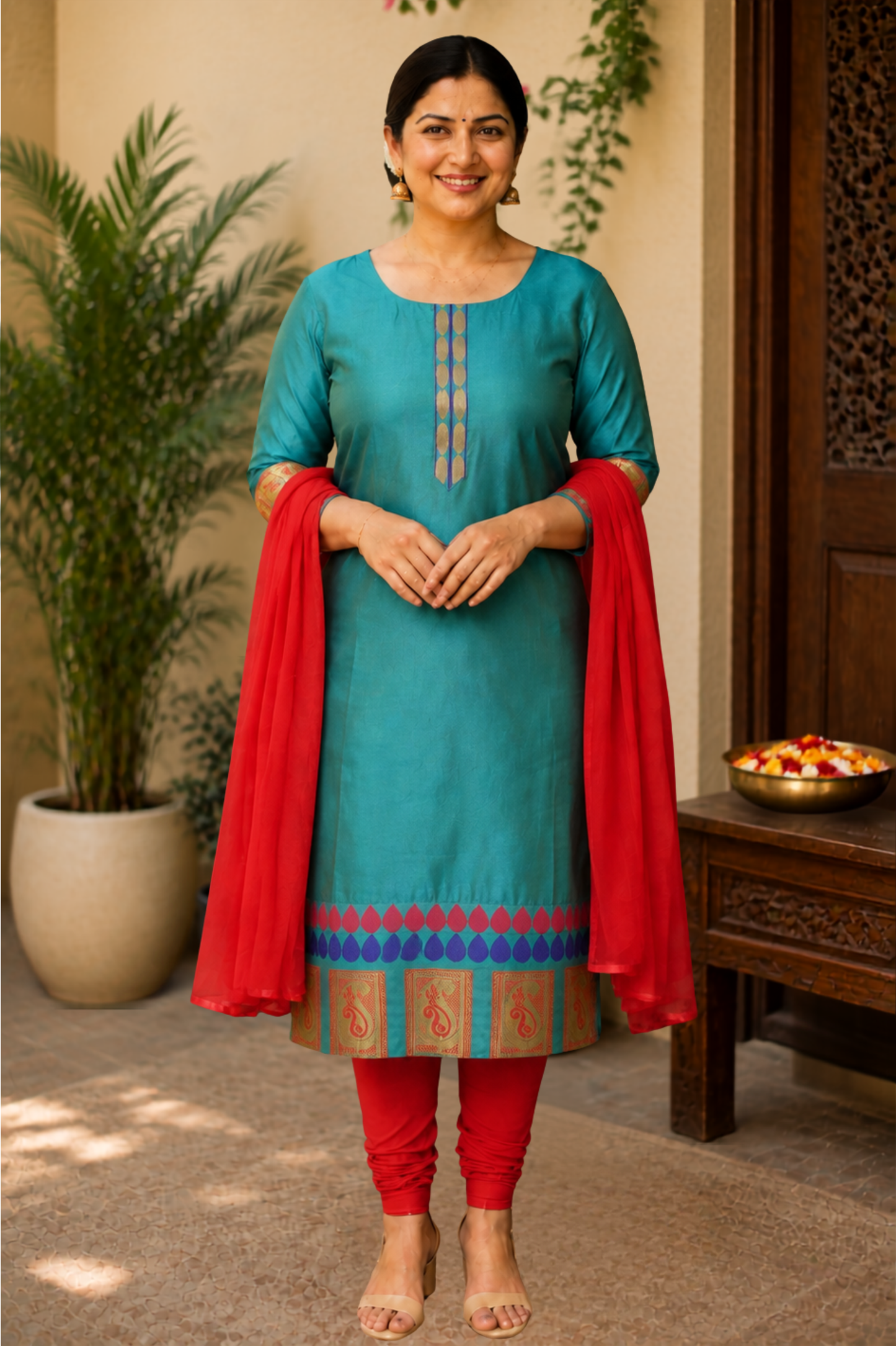 Firozi Radiance Churidar Suit Set