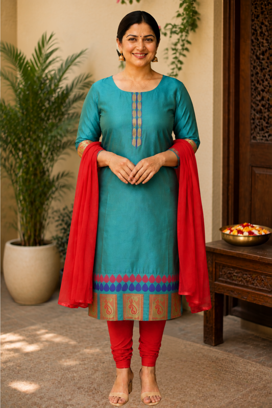 Firozi Radiance Churidar Suit Set