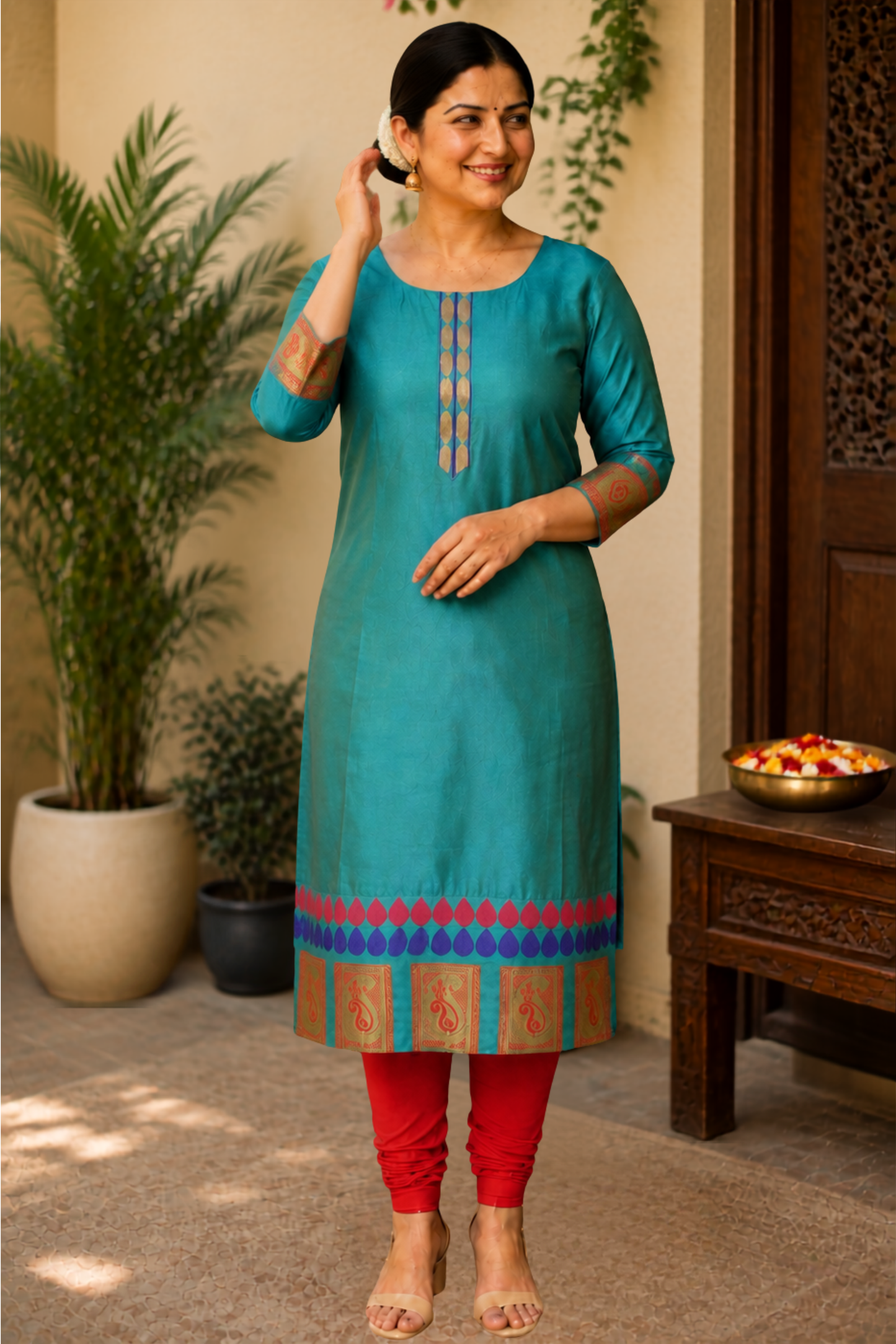 Firozi Radiance Churidar Suit Set