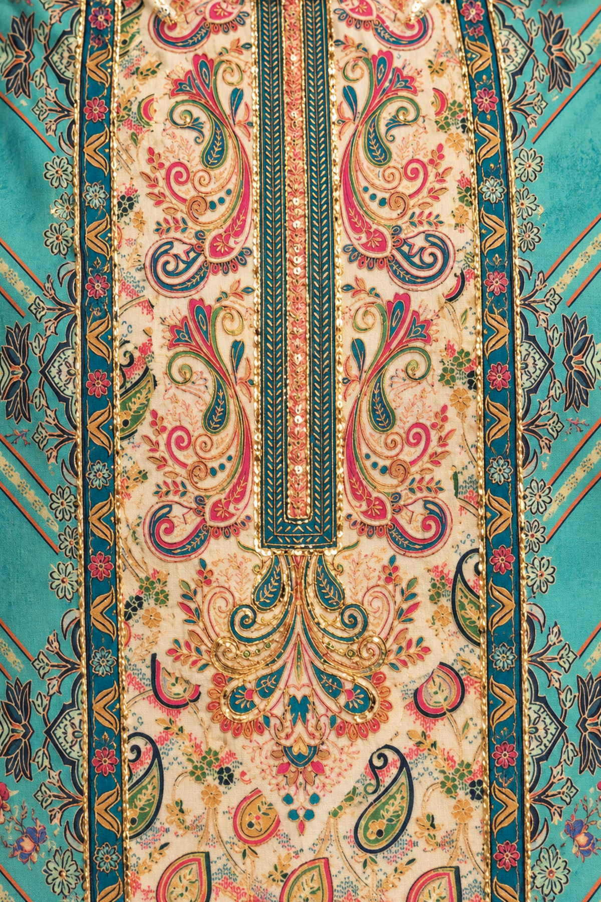 Firozi Sharbat Fancy Suit With Aari Work