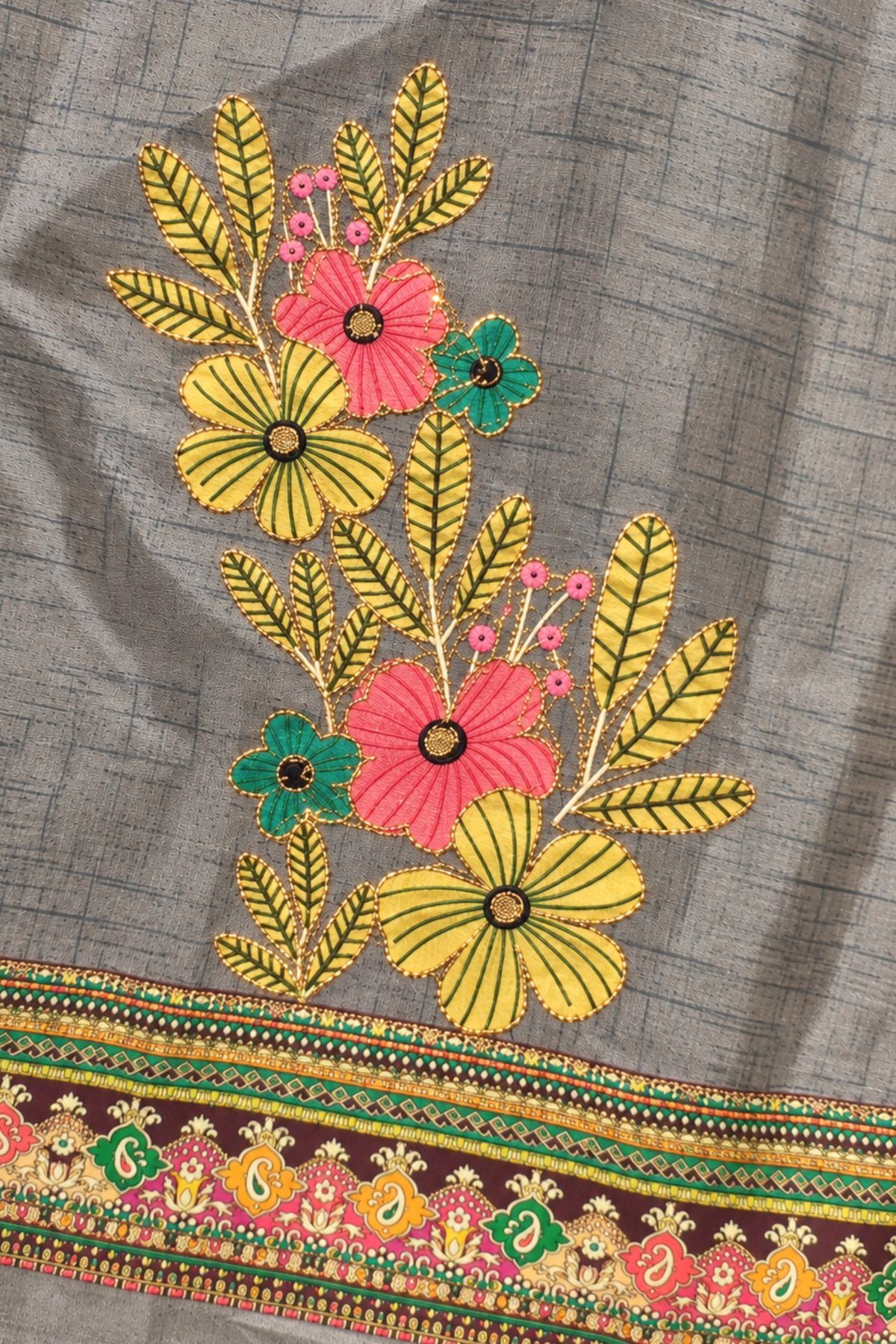 Smoky Gulab Fancy Suit With Aari Work