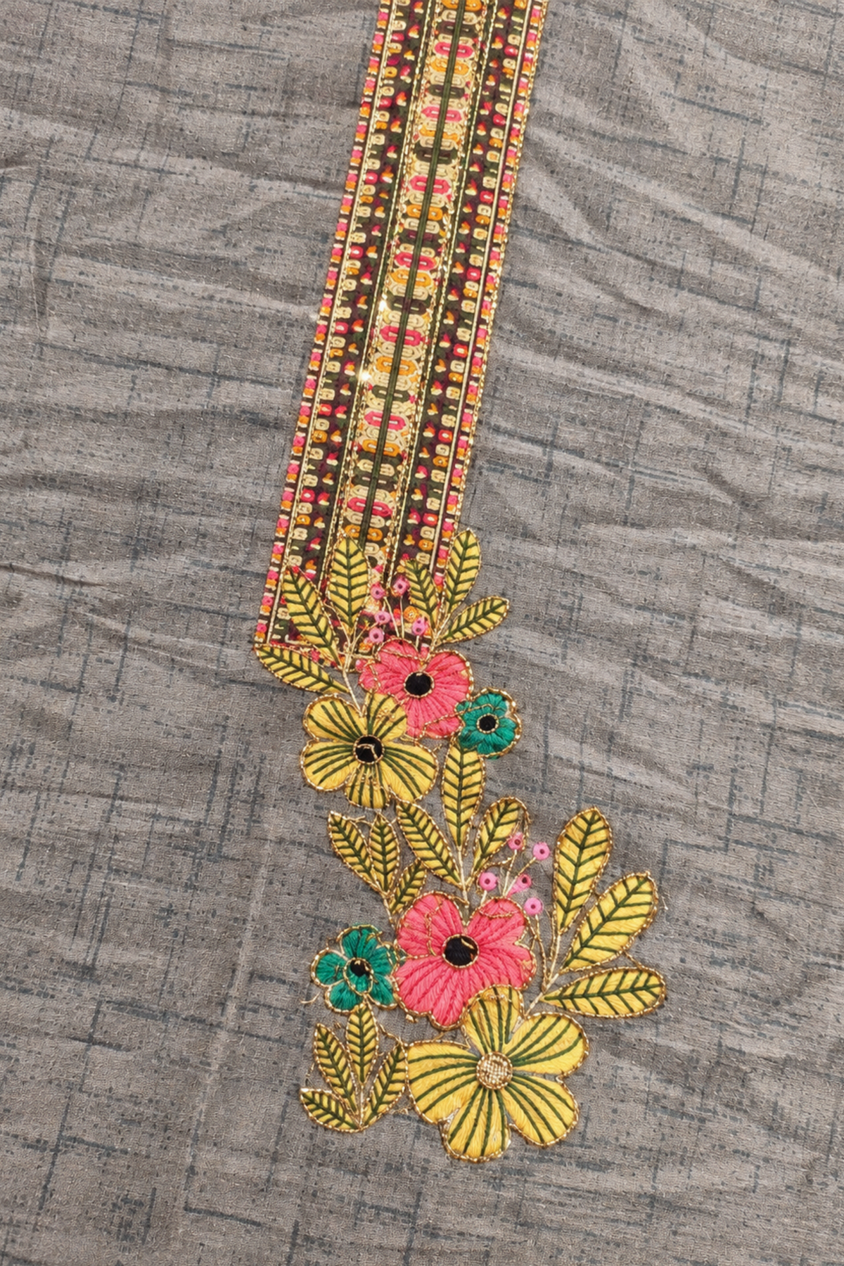 Smoky Gulab Fancy Suit With Aari Work