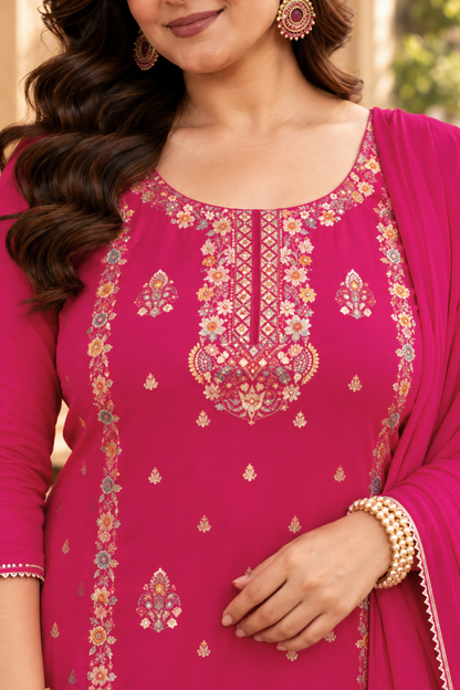 Flaming Magenta Fancy Sharara Suit