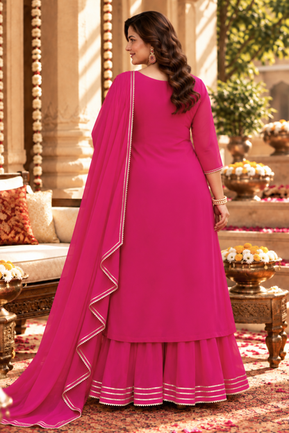 Flaming Magenta Fancy Sharara Suit