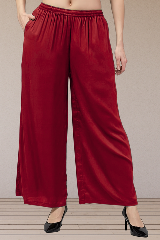 Maroon Flared Palazzo Pant