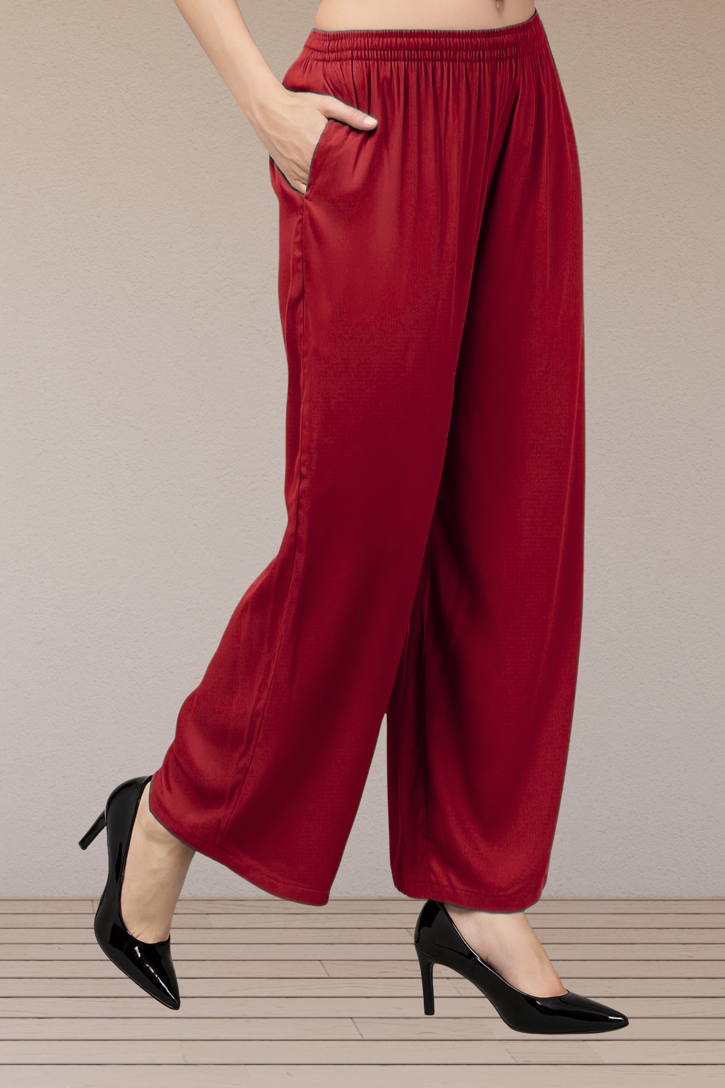 Maroon Flared Palazzo Pant