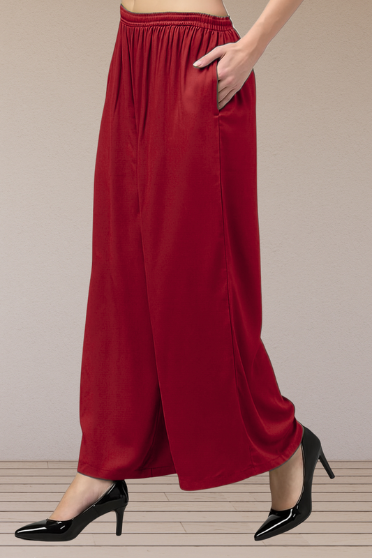 Maroon Flared Palazzo Pant