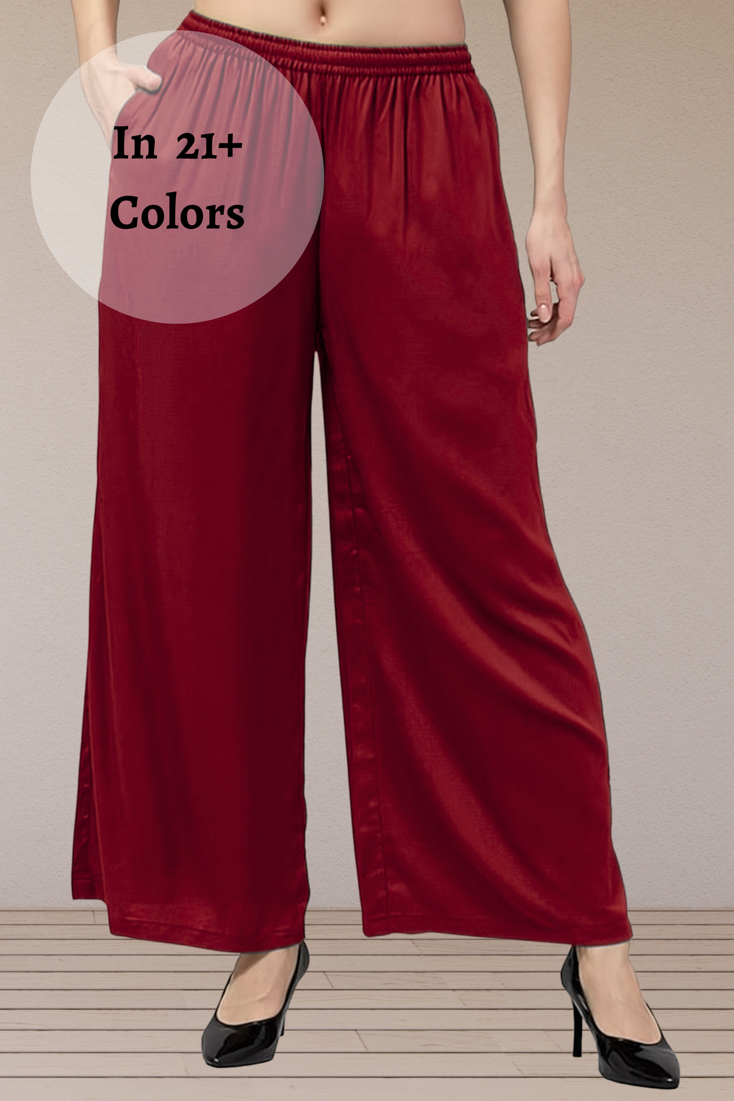 Flared Rayon Palazzo Pants