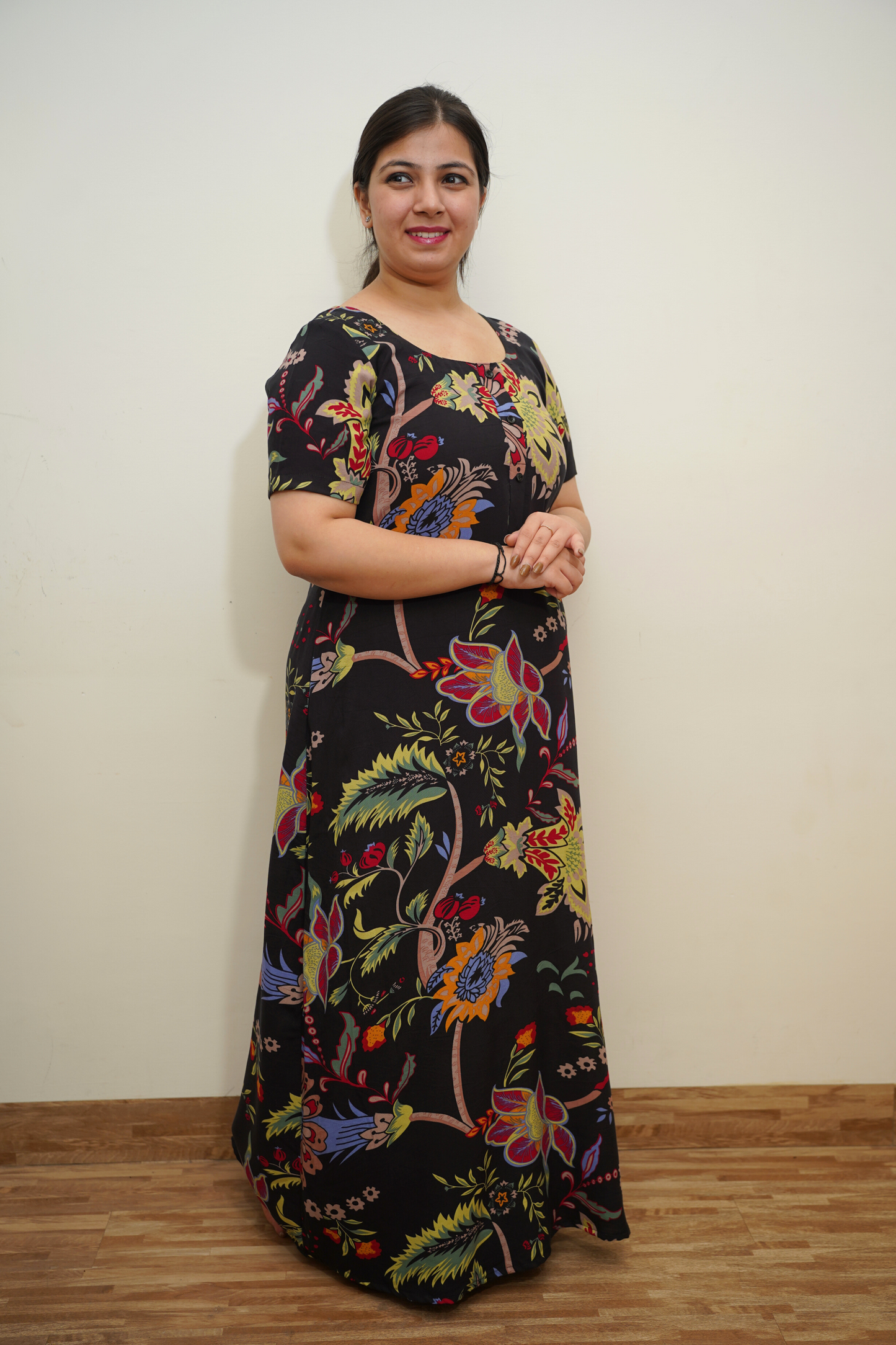 Floral Twilight Rayon Night Gown