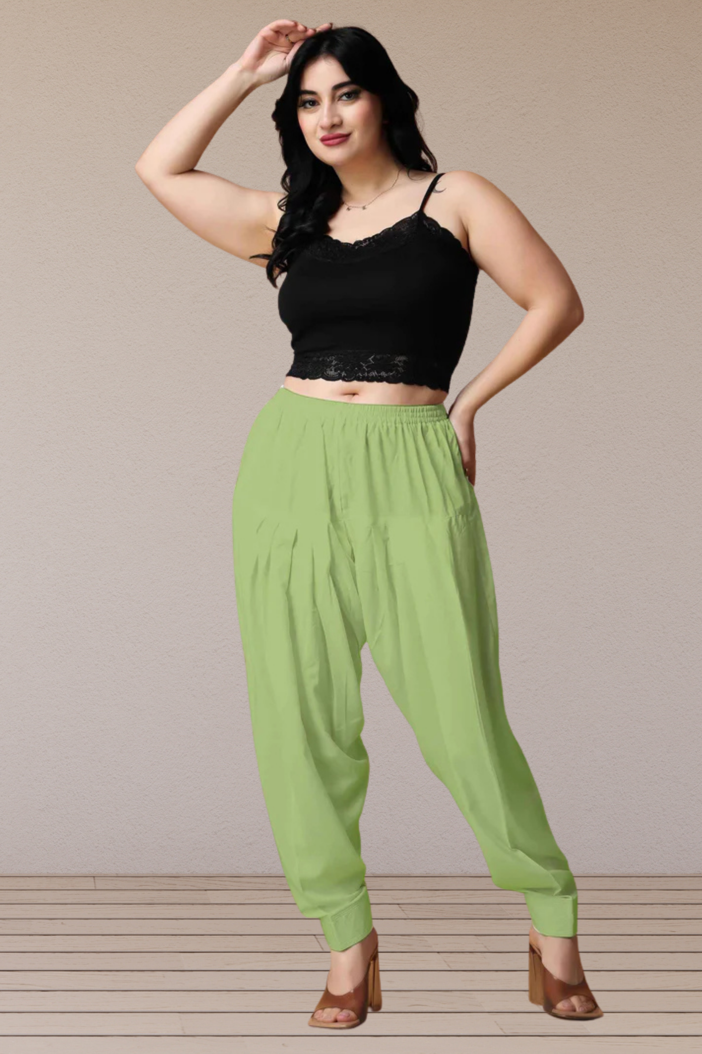 Fluorescent Pleated Cotton Salwar