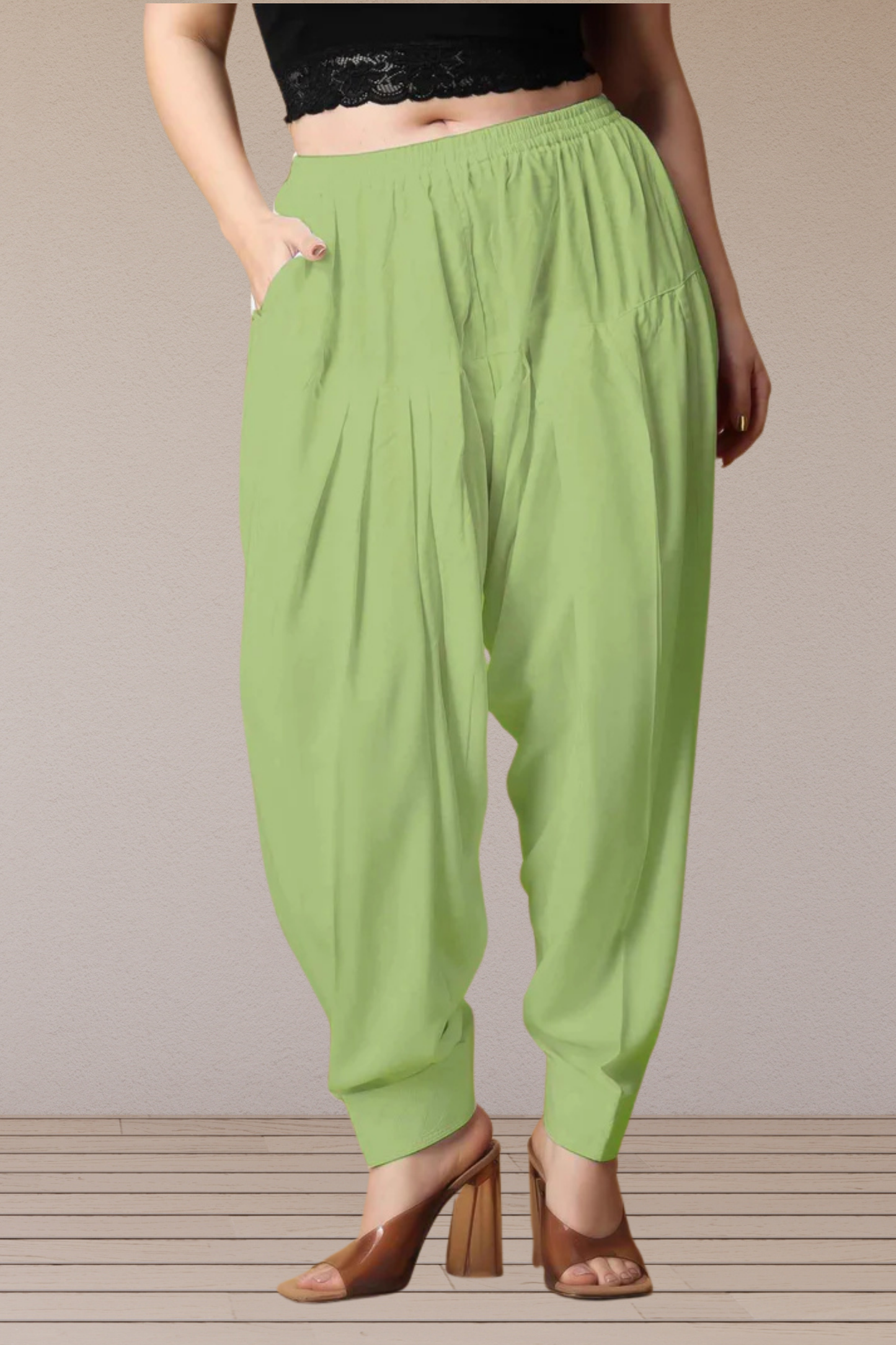 Fluorescent Pleated Cotton Salwar
