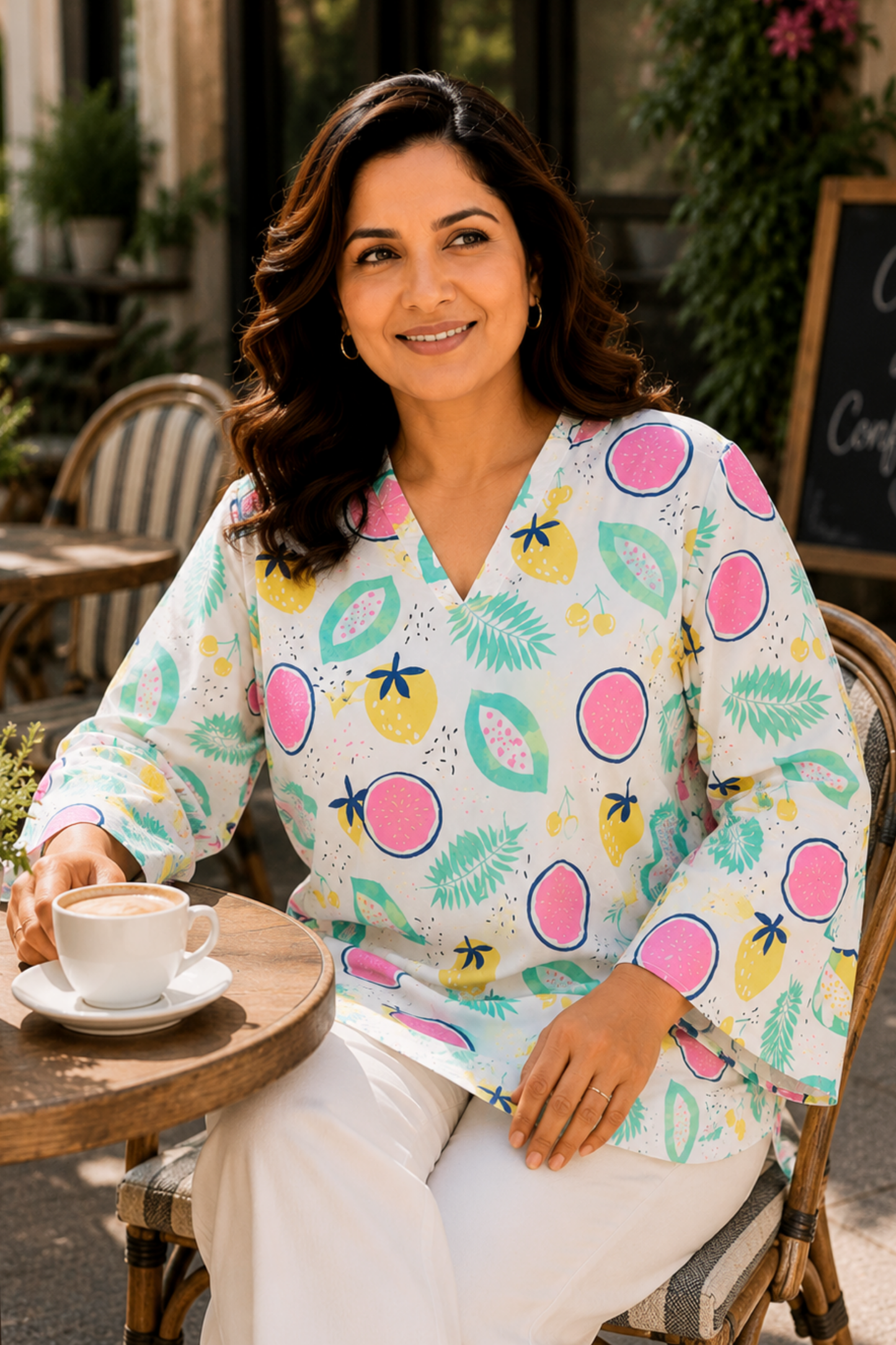 Fruity Meadow Mandarin Cotton Top