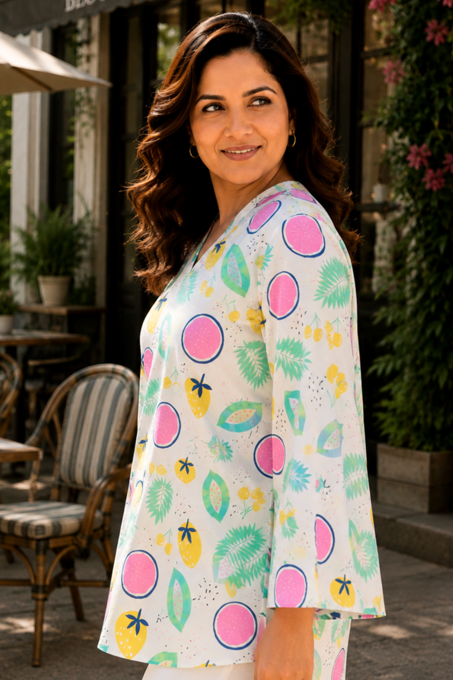 Fruity Meadow Mandarin Cotton Top