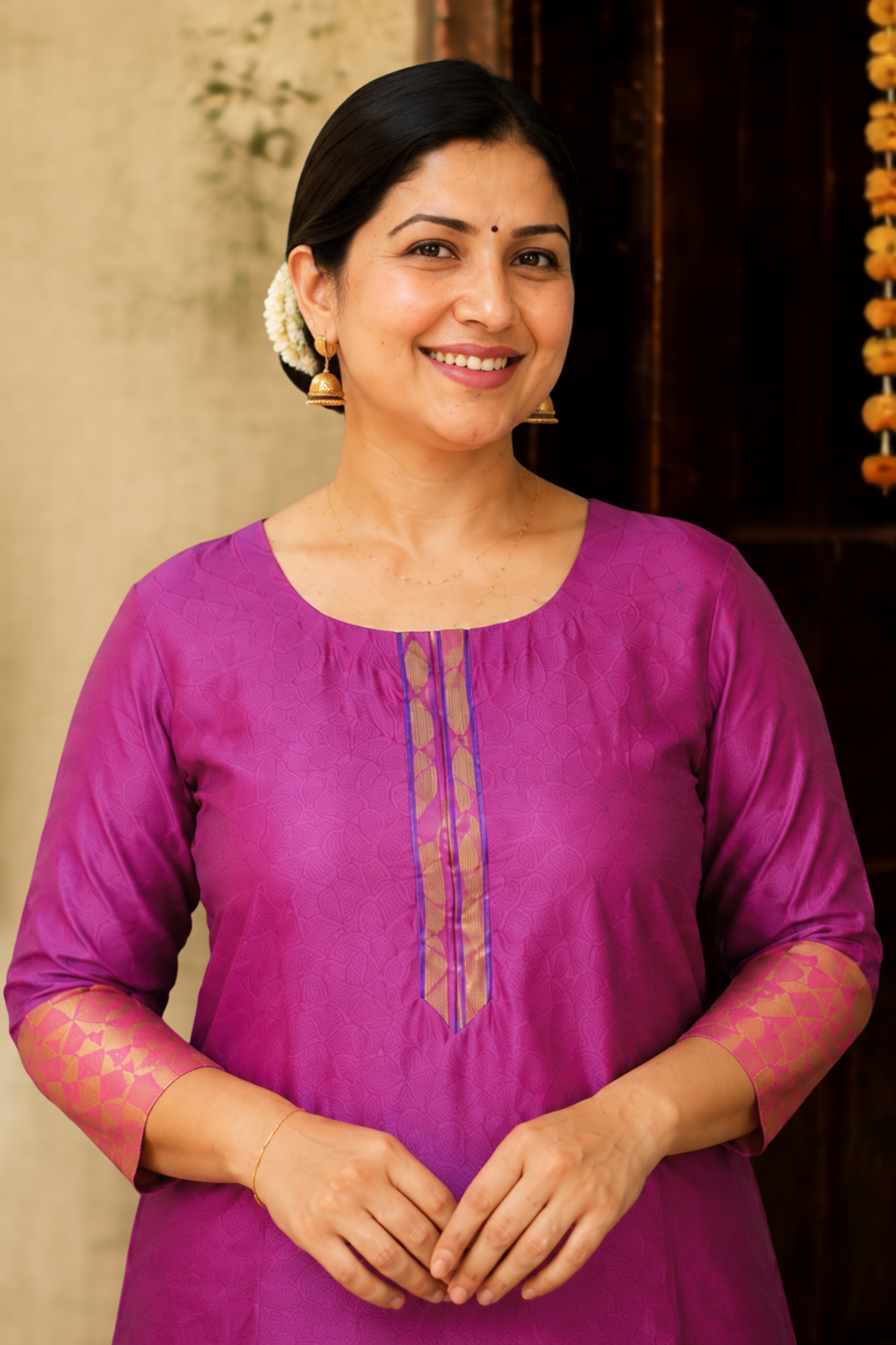 Fuchsia Flame Churidar Suit Set