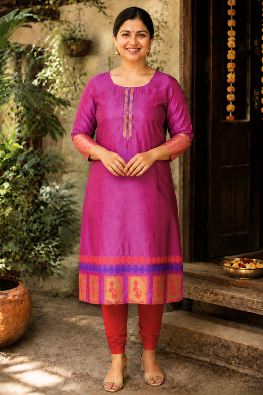 Fuchsia Flame Churidar Suit Set