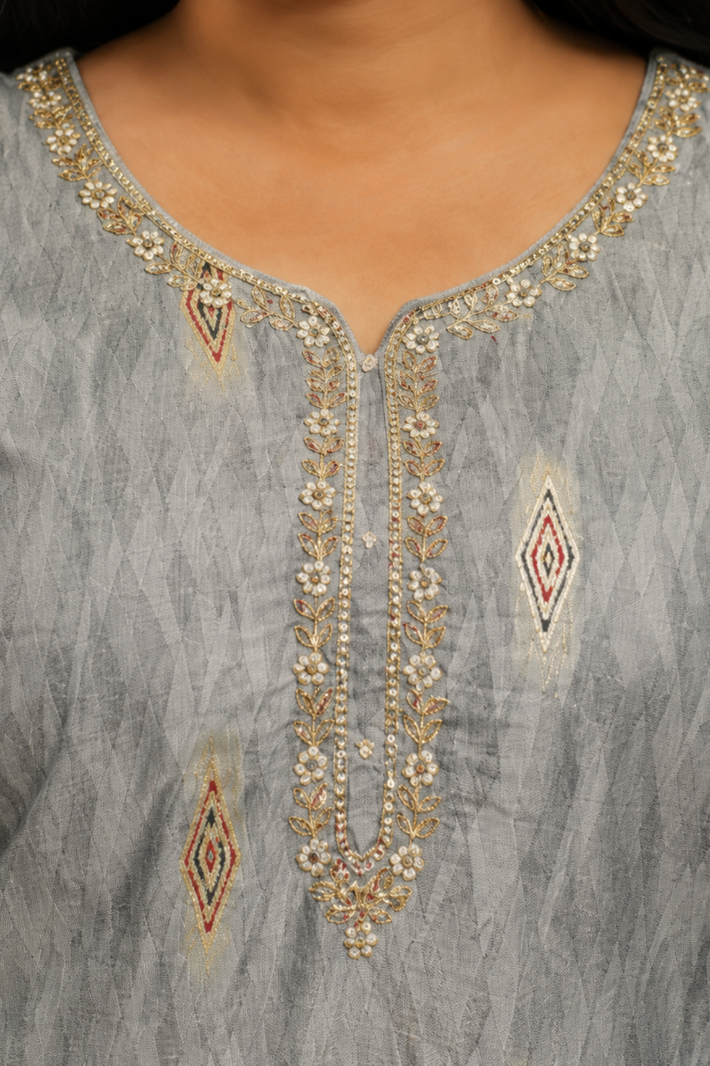 Garnet Grey Muslin Suit Set